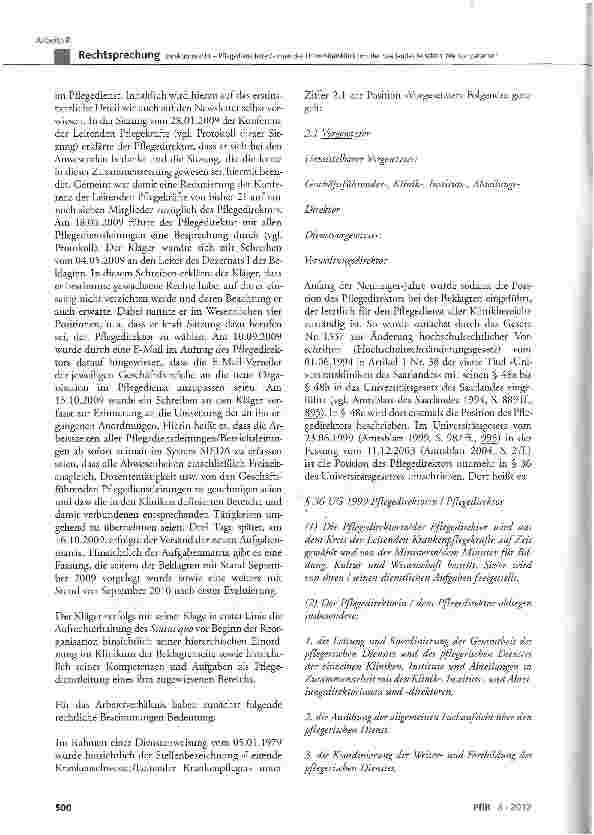 Vorschauseite 3: Direktionsrecht-Pflegedienstleiter/-innen des Universitätsklinikums des Saarlandes behalten ihre Kompetenzen