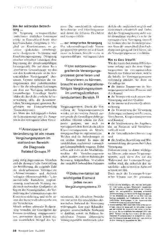 Vorschauseite 2: Kompatibilität der Vergütungssysteme -Motor der Integration von Gesundheitsdienstleistungen in Deutschland