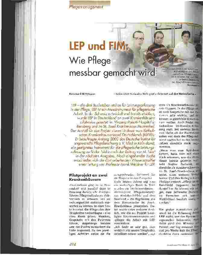 Vorschauseite 1: LEP und FIM: Wie Pflege messbar gemacht wird