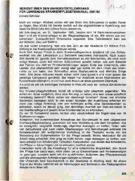 Vorschauseite 1: Bericht über den Universitätslehrgang für lehrendes Krankenpflegepersonal 1981/82