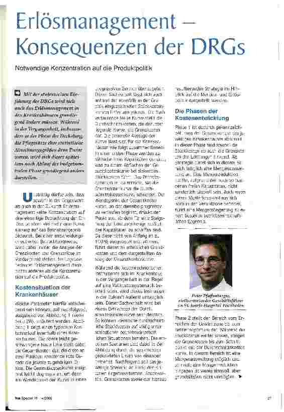 Vorschauseite 1: Erlösmanagement - Konsequenzen der DRGs Notwendige Konzentration auf die Produktpolitik