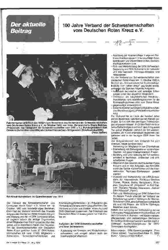 Vorschauseite 1: 100 Jahre Verband der Schwesternschaften vom Deutschen Roten Kreuz e.V.