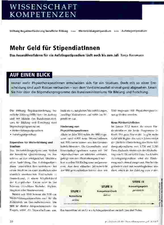 Vorschauseite 1: Mehr Geld für Stipendiatinnen