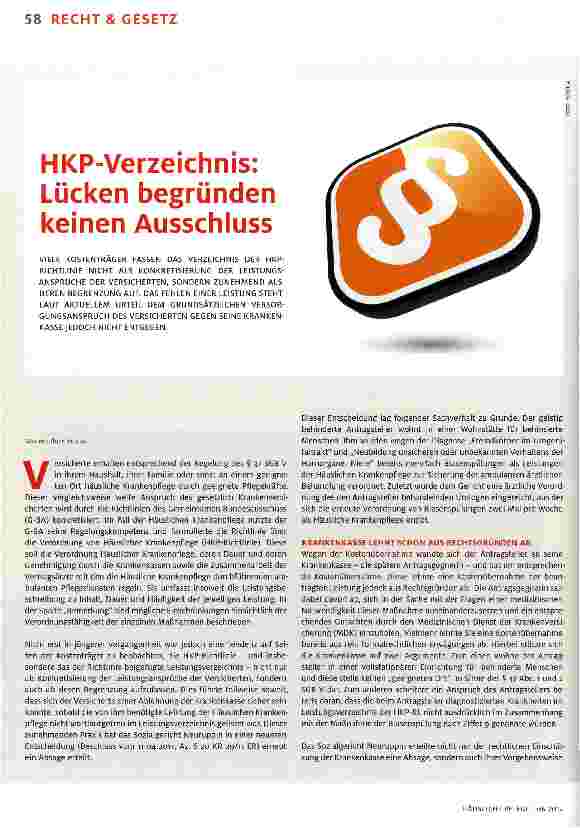 Vorschauseite 1: HKP-Verzeichnis: Lücken begründen keinen Ausschluss