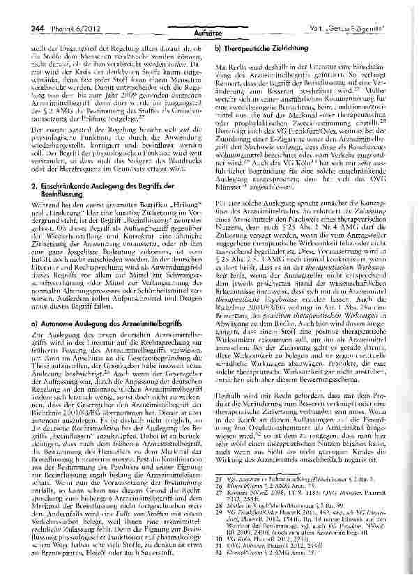 Vorschauseite 4: Zur arzneimittelrechtlichen Einordnung der „Genuss-E-Zigarette