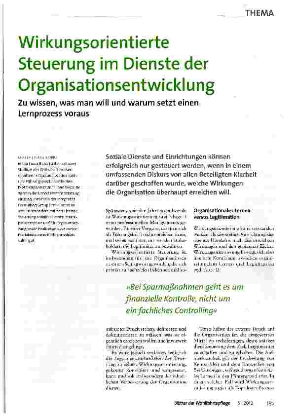 Vorschauseite 1: Wirkungsorientierte Steuerung im Dienste der Organisationsentwicklung