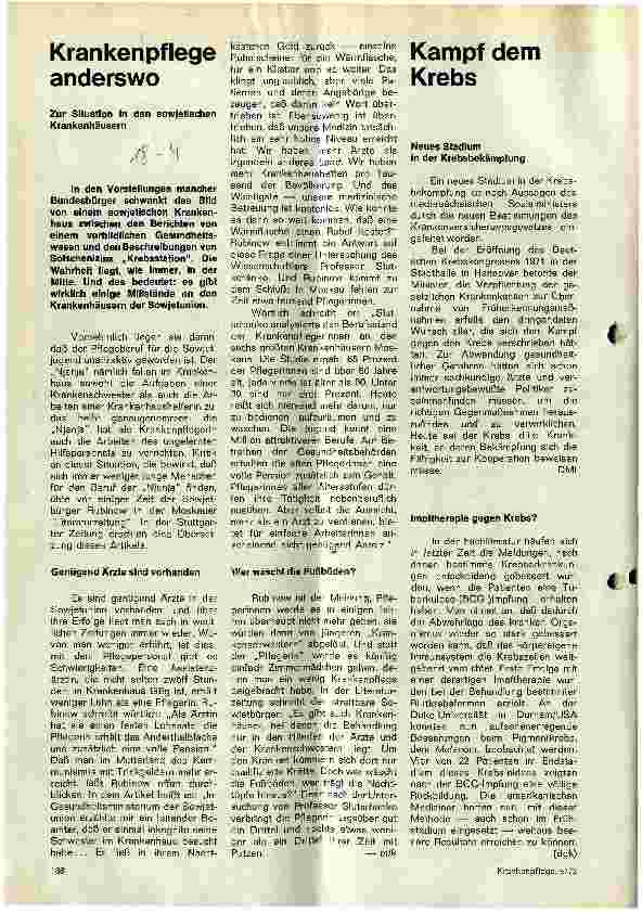 Vorschauseite 1: Krankenpflege anderswo Zur Situation in den sowjetischen Krankenhäusern
