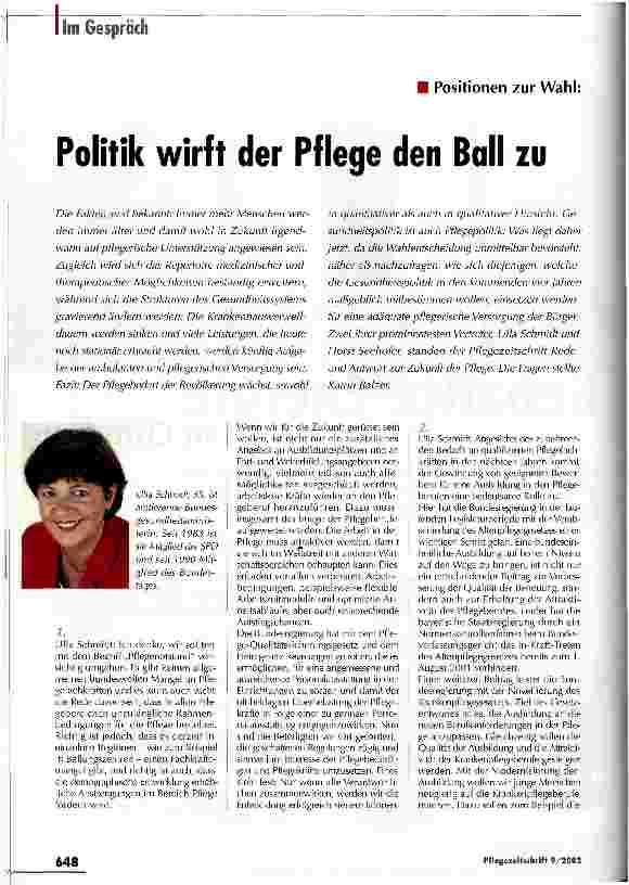 Vorschauseite 1: Politik wirft der Pflege den Ball zu