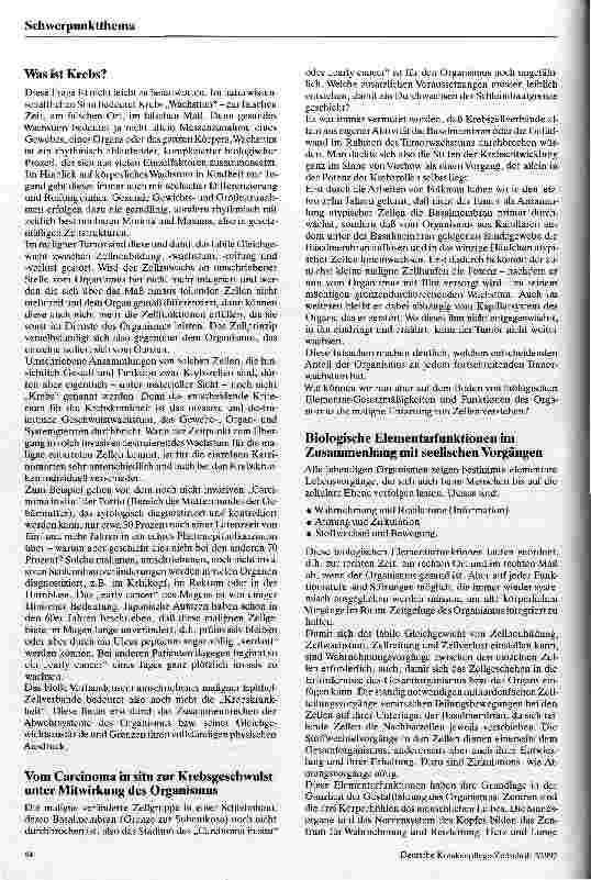 Vorschauseite 2: Krebskrankheit - eine Allgemeinkrankheit? Die Betroffenheit des Menschen als Leib-Seele-Geist-Einheit