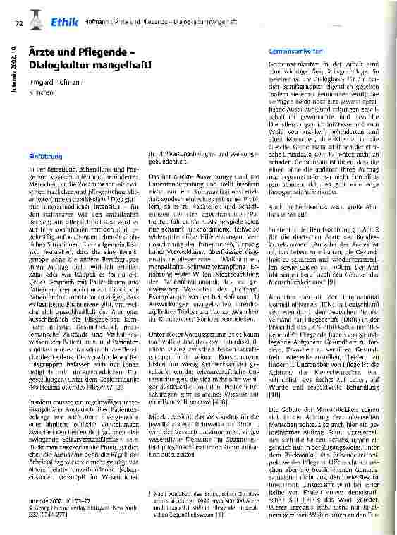 Vorschauseite 1: Ärzte und Pflegede - Dialogkultur mangelhaft!