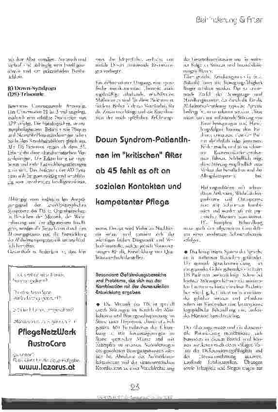 Vorschauseite 2: Gefährdung des Patienten mit Down-Syndrom durch die Alzheimer Erkrankung