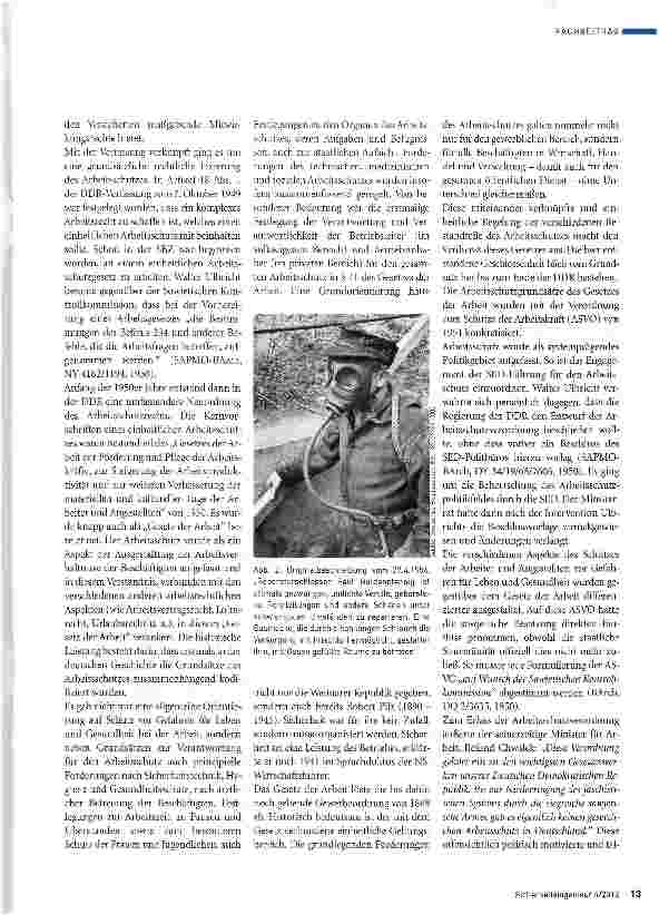 Vorschauseite 2: Die Jahre 1949 bis 1970 zeigen Ringen um Fortschritte, aber auch ideologische Infiltration Teil 2 Der Arbeitsschutz der DDR in der Ära Ulbricht