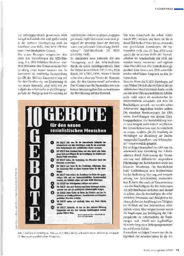 Vorschauseite 4: Die Jahre 1949 bis 1970 zeigen Ringen um Fortschritte, aber auch ideologische Infiltration Teil 2 Der Arbeitsschutz der DDR in der Ära Ulbricht