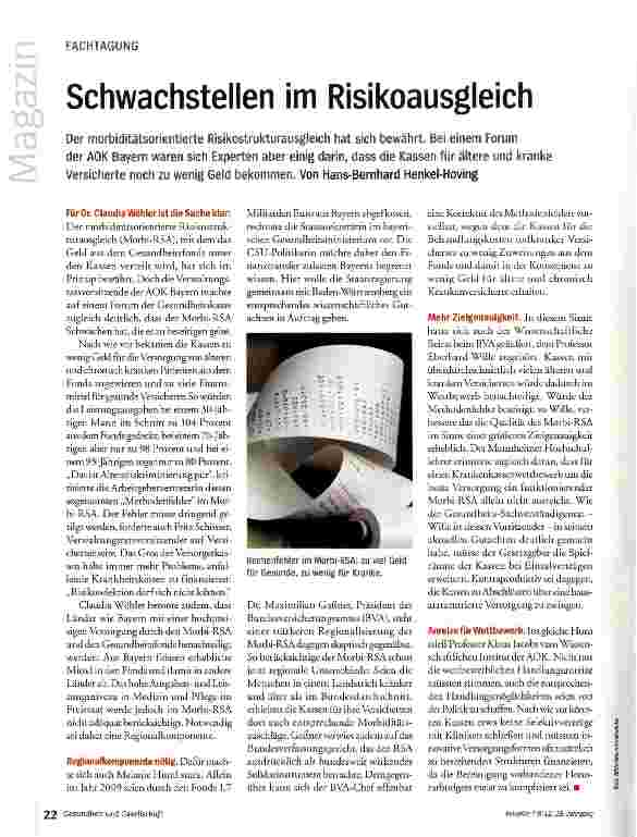Vorschauseite 1: Schwachstellen im Risikoausgleich