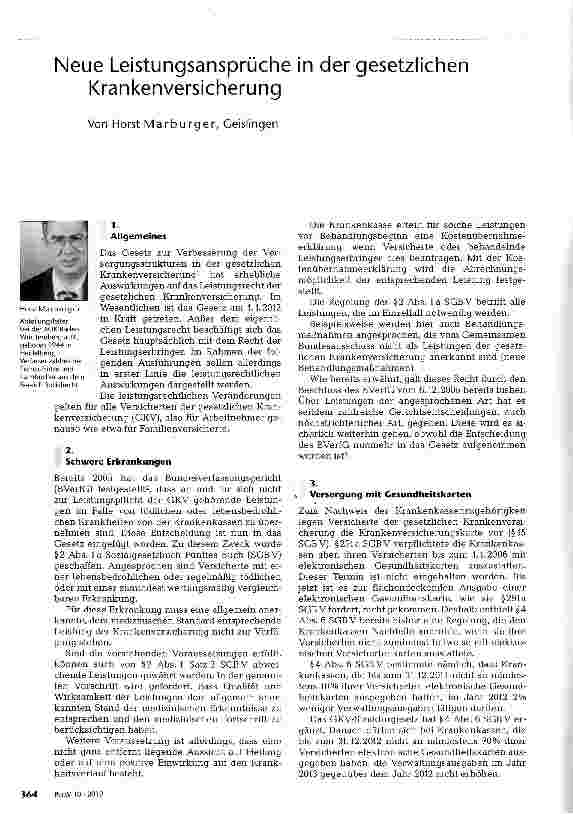 Vorschauseite 1: Neue Leistungsansprüche in der gesetzlichen Krankenversicherung