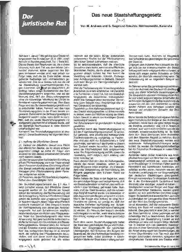 Vorschauseite 1: Das neue Staatshaftungsrecht
