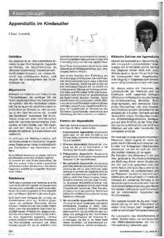 Vorschauseite 1: Appendizitis im Kindesalter