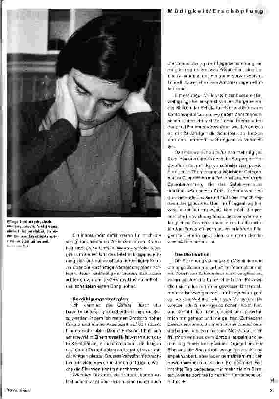 Vorschauseite 2: Müde und erschöpft? Betroffen sind Bewohner/innen und Pflegende