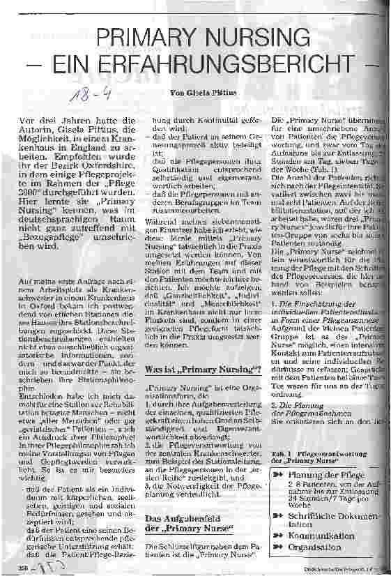 Vorschauseite 1: Primary Nursing - Ein Erfahrungsbericht