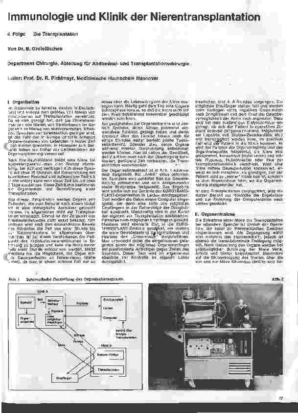 Vorschauseite 1: Immunologie und Klinik der Nierentransplantation 4. Folge: Transplantationen