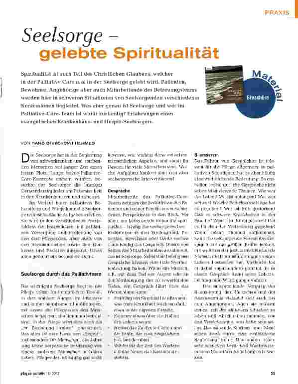Vorschauseite 1: Seelsorge - gelebte Spiritualität