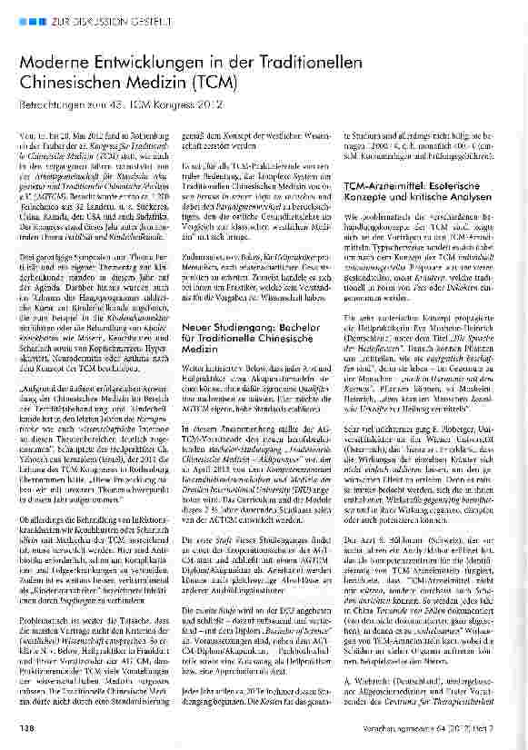 Vorschauseite 1: Moderne Entwicklungen in der Traditionellen Chinesischen Medizin (TCM)