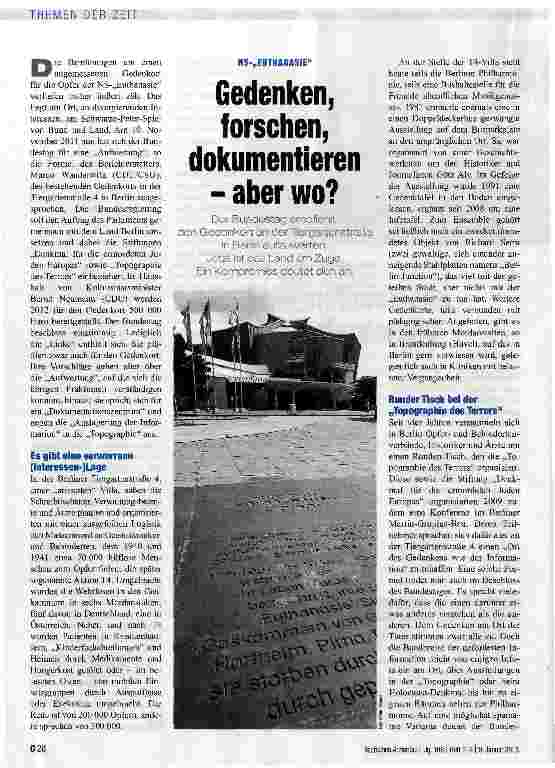 Vorschauseite 1: Gedenken, forschen, dokumentierenaber wo?
