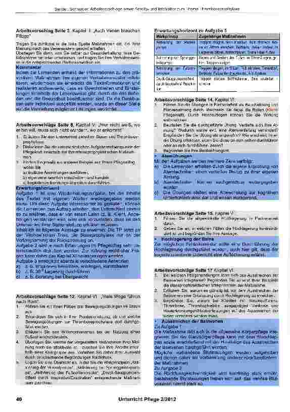 Vorschauseite 2: Arbeitsvorschläge mit Erwartungshorizont sowie Arbeitsund infoblättern zum Thema Thromboseprophylaxe