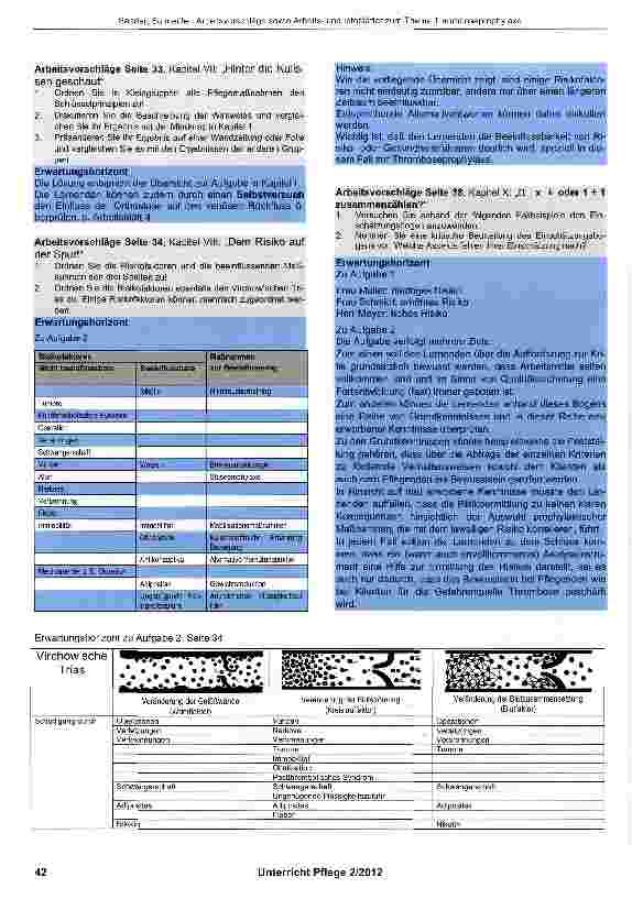 Vorschauseite 4: Arbeitsvorschläge mit Erwartungshorizont sowie Arbeitsund infoblättern zum Thema Thromboseprophylaxe