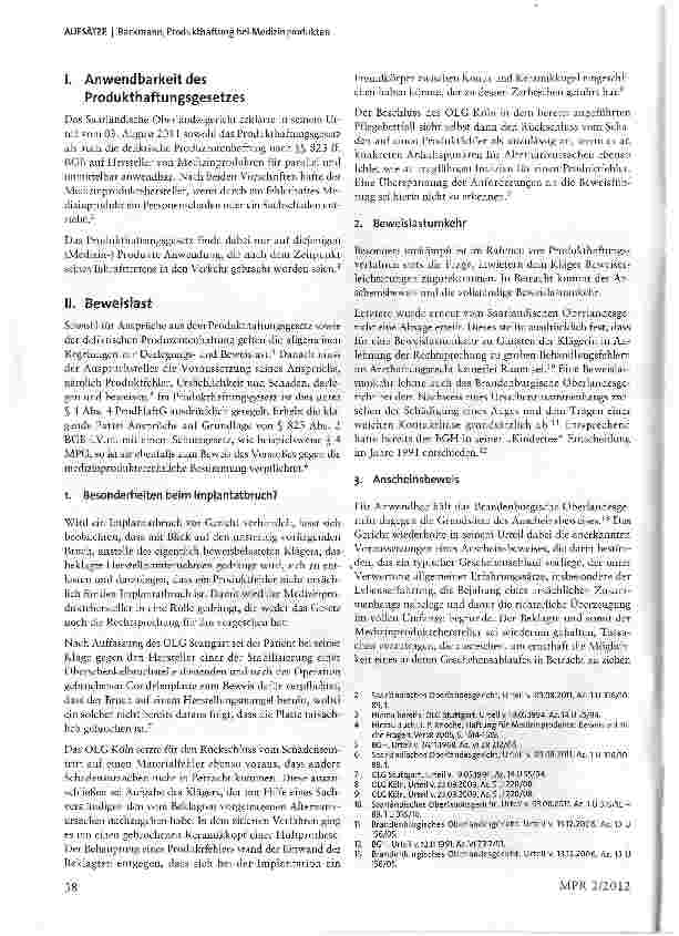 Vorschauseite 2: Produkthaftung bei Medizinprodukten