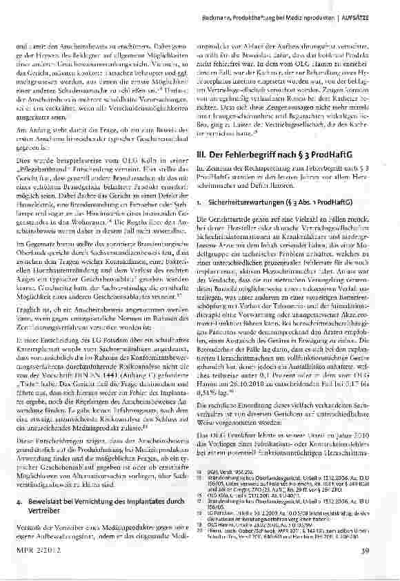 Vorschauseite 3: Produkthaftung bei Medizinprodukten