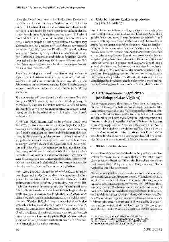 Vorschauseite 4: Produkthaftung bei Medizinprodukten