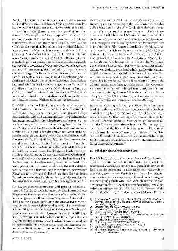 Vorschauseite 5: Produkthaftung bei Medizinprodukten