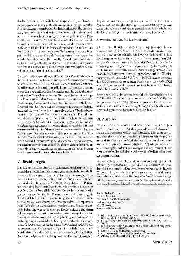 Vorschauseite 6: Produkthaftung bei Medizinprodukten