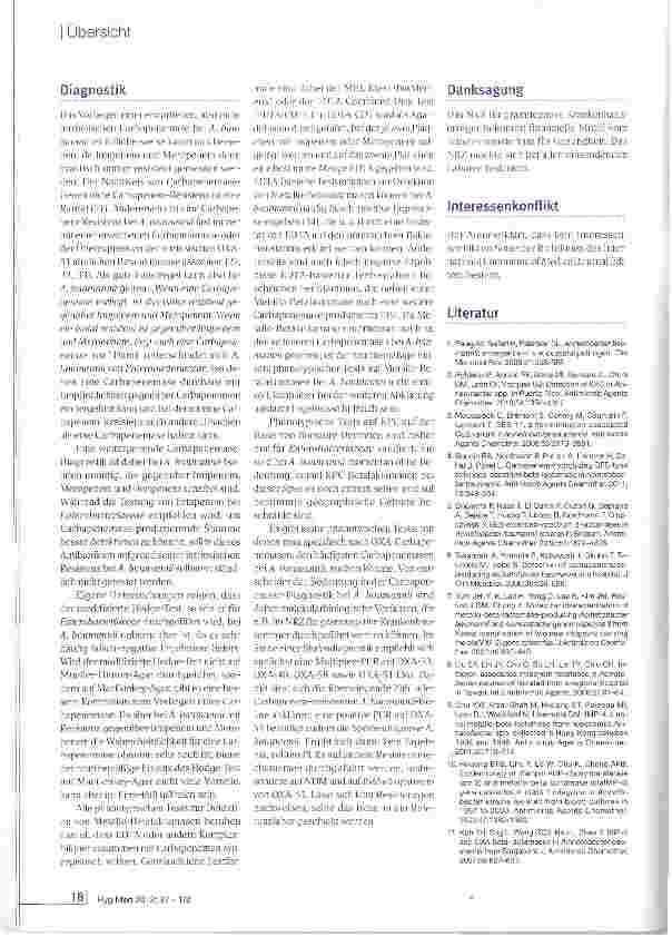 Vorschauseite 3: Carbapenemasen bei Acinetobacter baumannii: Molekulare Epidemiologie in Deutschland und Hinweise zur Diagnostik