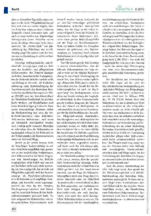Vorschauseite 2: Der Dekubitus des Patienten und die ärztliche/pflegerische Dokumentation