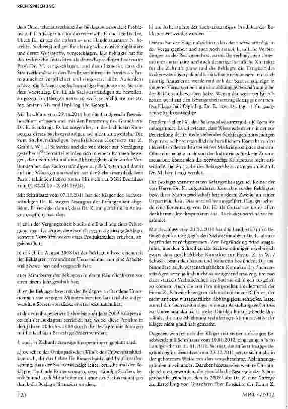 Vorschauseite 2: Ablehnung eines Sachverständigen wegen Befangenheit