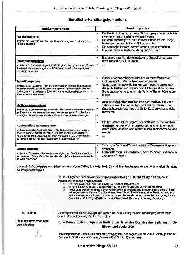 Vorschauseite 6: Lernsituation: Sozialrechtliche Beratung bei Pflegebedürftigkeit