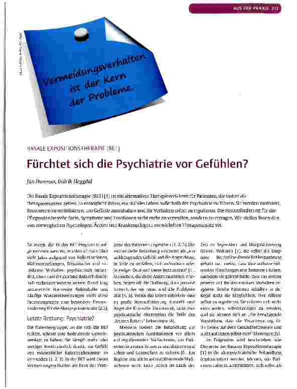 Vorschauseite 1: Fürchtet sich die Psychiatrie vor Gefühlen?