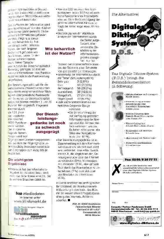 Vorschauseite 2: Im Internet noch schlecht präsentiert Studie aus Münster zeigt Defizite der Klinik-Websites