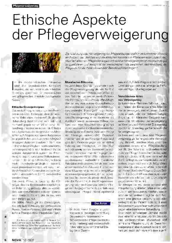 Vorschauseite 1: Ethische Aspekte der Pflegeverweigerung