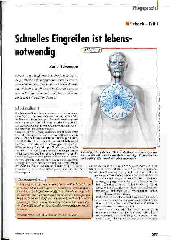 Vorschauseite 1: Schnelles Eingreifen ist lebensnotwendig Schock - Teil 1