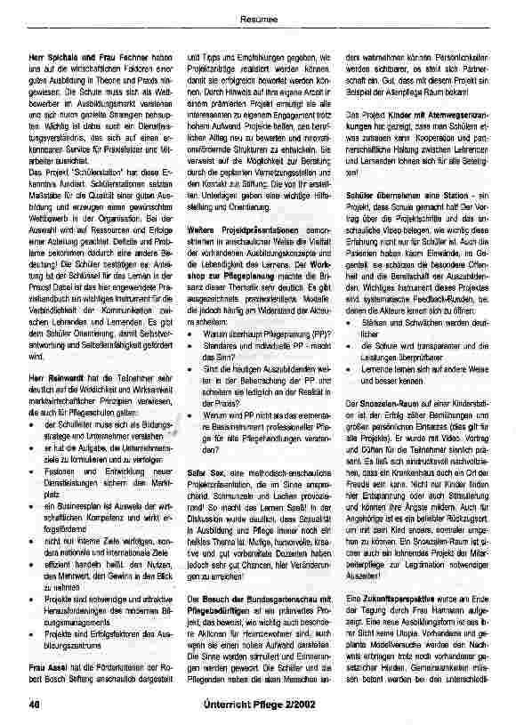 Vorschauseite 2: Resümee der Tagung
