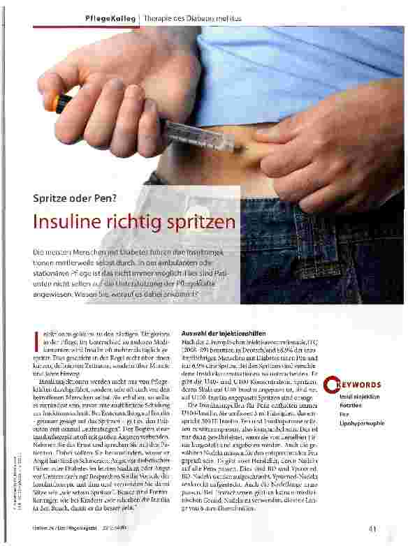 Vorschauseite 1: Spritze oder Pen? Insuline richtig spritzen