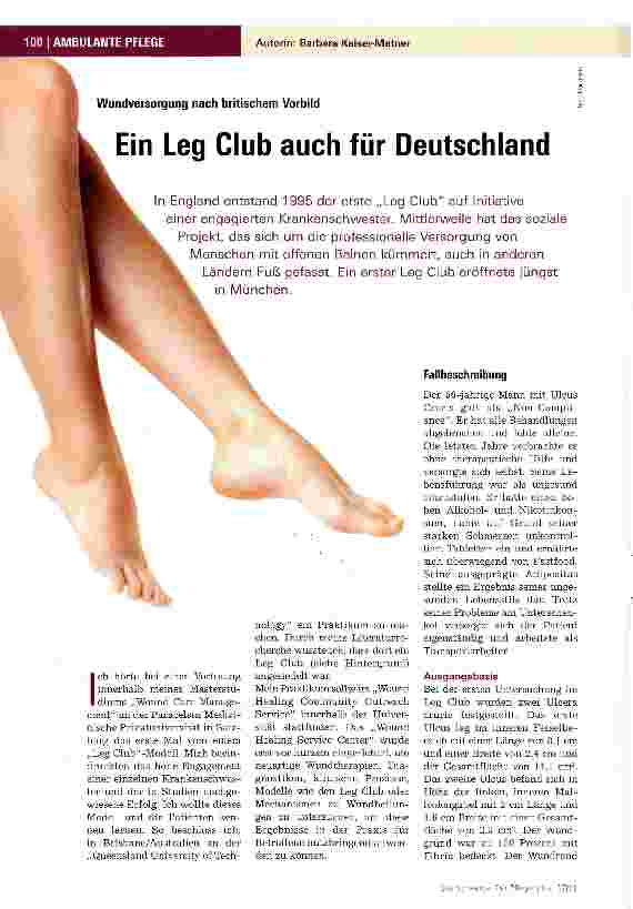 Vorschauseite 1: Wundversorgung nach britischem VorbildEin Leg Club auch für Deutschland