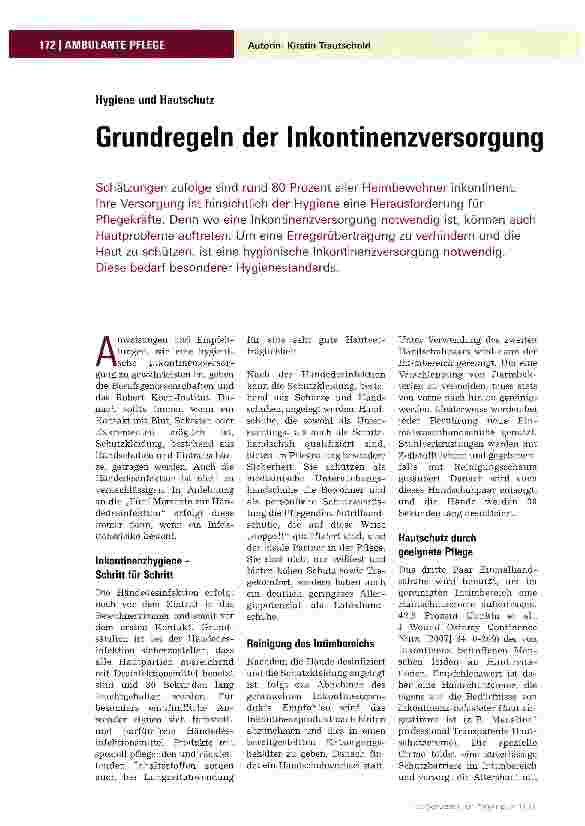 Vorschauseite 1: Grundregeln der Inkontinenzversorgung