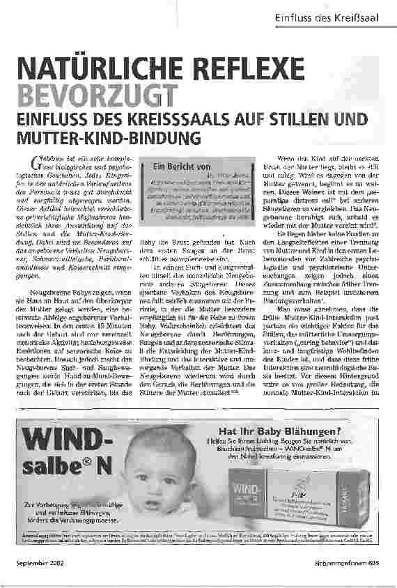 Vorschauseite 1: NATÜRLICHE REFLEXE BEVORZUGTEINFLUSS DES KREISSSAALS AUF STILLEN UND MUTTER-KIND-BINDUNG