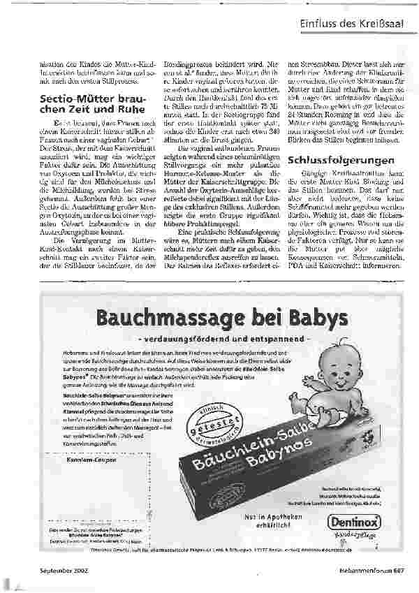 Vorschauseite 3: NATÜRLICHE REFLEXE BEVORZUGTEINFLUSS DES KREISSSAALS AUF STILLEN UND MUTTER-KIND-BINDUNG