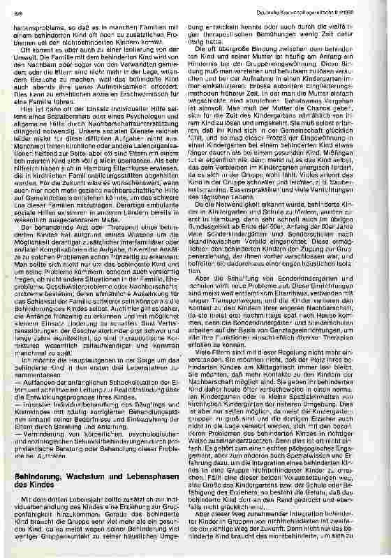 Vorschauseite 3: Förderungsmöglichkeiten für das behinderte Kind und seine Eingliederung in die Gesellschaft