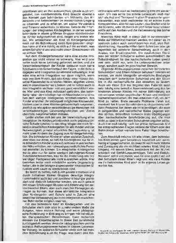 Vorschauseite 4: Förderungsmöglichkeiten für das behinderte Kind und seine Eingliederung in die Gesellschaft